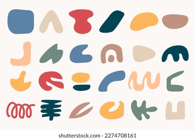 Colección de formas abstractas planas dibujadas a mano. Forma irregular.