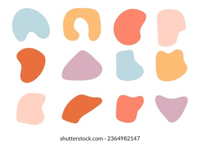 Colección de formas abstractas planas dibujadas a mano. Forma irregular.