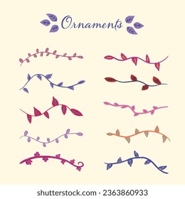 Colección de elementos florales dibujados a mano