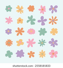 collection of hand drawn flower design element