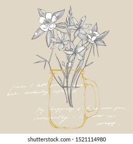Collection of hand drawn flowers and plants. Botany. Set. Vintage flowers. Black and white illustration in the style of engravings