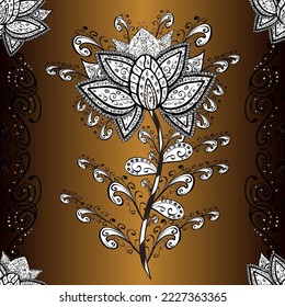 Collection of hand drawn flowers and plants. vector illustration in sketch style pleasant colors. seamless floral pattern with cute doodles flowers. vector illustration 
