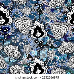 Collection of hand drawn flowers and plants. vector illustration in sketch style pleasant colors. seamless floral pattern with cute doodles flowers. vector illustration 