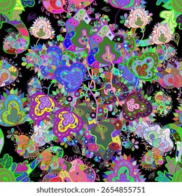 Coleção de flores desenhadas à mão e plantas. ilustração vetorial no estilo de esboço cores agradáveis. padrão floral sem costura com flores bonitas doodles. ilustração vetorial 