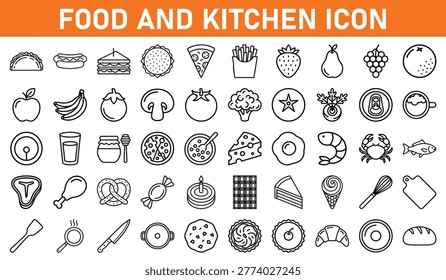 Collection hand drawn food