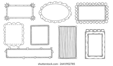 Collection Of Hand Drawn Frames Doodles Borders Elements Design Art