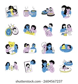 Collection of Hand Drawn Friends Illustrations 

