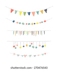 Collection of Hand Drawn Garlands and Party Banners