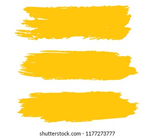 Collection Of Hand Drawn Gold Grunge Brushes. Vector Black Paint, Ink Brush Stroke, Brush. Dirty Artistic Creative Design Elements. Perfect For Logo, Banner, Frame, Icon. Freehand Drawing.