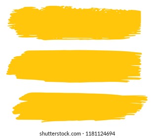 Collection Of Hand Drawn Gold Grunge Brushes. Vector Black Paint, Ink Brush Stroke, Brush. Dirty Artistic Creative Design Elements. Perfect For Logo, Banner, Frame, Icon. Freehand Drawing.