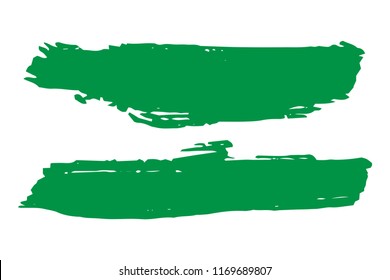 Collection of hand drawn green grunge brushes. Vector Grunge Brushes. Dirty Artistic Design Elements. Creative Design Elements. White background. Distress Frame, Logo, Banner, Wallpaper.