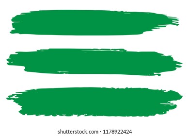 Collection of hand drawn green grunge brushes. Vector Grunge Brushes. Dirty Artistic Design Elements. Creative Design Elements. White background. Distress Frame, Logo, Banner, Wallpaper.