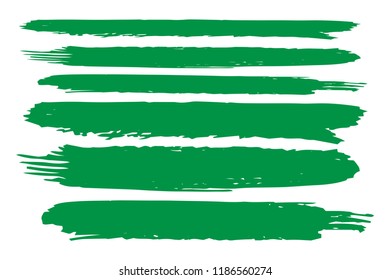 Collection of hand drawn green grunge brushes. Vector Grunge Brushes. Dirty Artistic Design Elements. Creative Design Elements. White background. Distress Frame, Logo, Banner, Wallpaper.