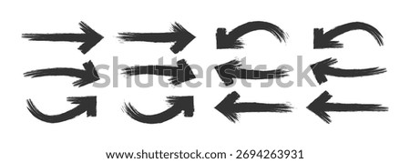 Collection of hand drawn Grunge arrows collection. Set of hand drawn grunge arrow. Grunge arrow vector set. Grunge arrow brush drawn. Vector EPS-10.