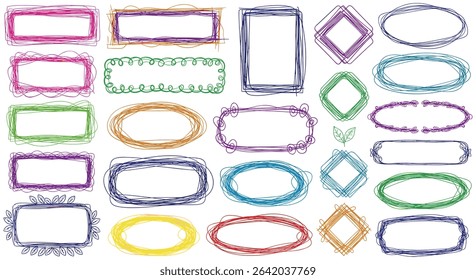Collection of Hand Drawn Grunge Borders and Frames with Paint Brush Strokes Artistic Design