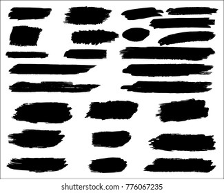 Collection of hand drawn grunge brushes. Vector Black Paint, Ink Brush Stroke, Brush. Dirty Artistic Design Elements. Creative Design Elements. Perfect For Logo, Banner, Frame, Icon. Freehand drawing.