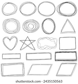 Collection of hand drawn grunge scribble borders