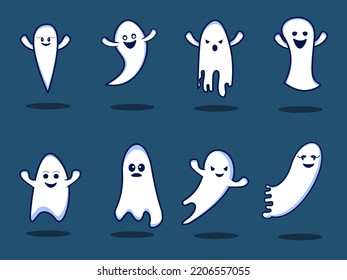 Collection of hand drawn halloween ghost design illustration