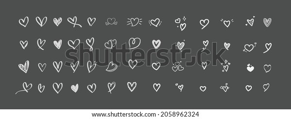 Collection Hand Drawn Heart Han Drawn Stock Vector (Royalty Free ...