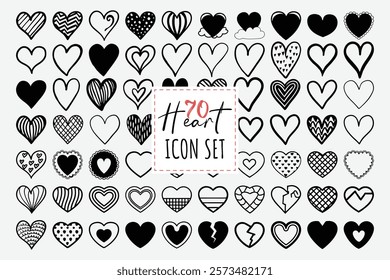 Collection of hand drawn heart outline Illustration vector design 