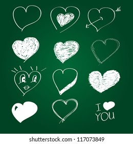 Collection of hand drawn hearts