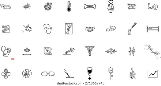 Colección de iconos dibujados a mano que representan varios conceptos y objetos