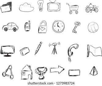 Collection of hand drawn icons vector