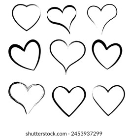 Collection of hand drawn illustrated heart