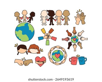 Collection of Hand Drawn Illustration Diversity and Global Unity A Symbol of Friendship and Love