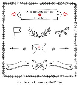 Collection of hand drawn ink borders.