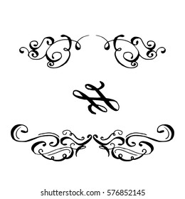 Collection of hand drawn ink curls