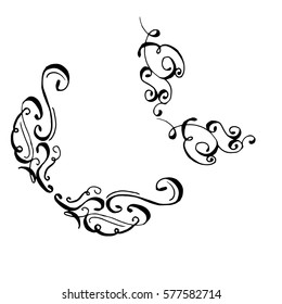 Collection of hand drawn ink curls