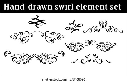 Collection of hand drawn ink curls