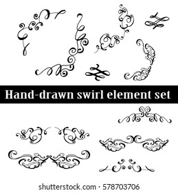 Collection of hand drawn ink curls