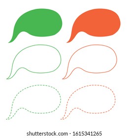 Collection with hand drawn isolated thought bubbles. Template for text. Outline graphic. Green, white and orange. For greeting cards, wrapping paper, textile and posters.  St Patrick's Day