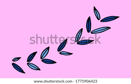 Collection of hand drawn leaves. Doodle illustration. Simple floral elements isolated on pink background