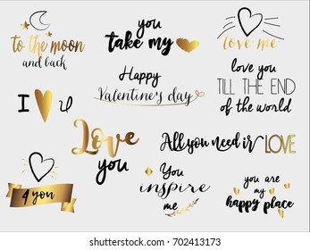 Collection of hand drawn lettering quote Valentine s day