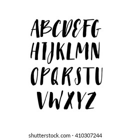 Collection of hand drawn letters. Modern brush calligraphy. Ink illustration. Hand drawn lettering background. Isolated on white background. 