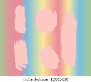 Collection of hand drawn light Pink grunge brushes. Vector Grunge Brushes. Dirty Artistic Design Elements. Creative Design Elements. Rainbow background. Distress Frame, Logo, Banner, Wallpaper.