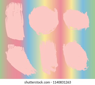 Collection of hand drawn light Pink grunge brushes. Vector Grunge Brushes. Dirty Artistic Design Elements. Creative Design Elements. Rainbow background. Distress Frame, Logo, Banner, Wallpaper.