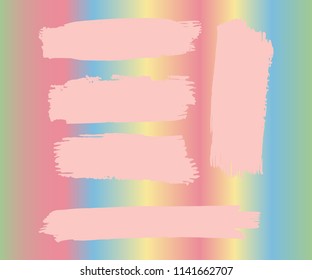 Collection of hand drawn light Pink grunge brushes. Vector Grunge Brushes. Dirty Artistic Design Elements. Creative Design Elements. Rainbow background. Distress Frame, Logo, Banner, Wallpaper.
