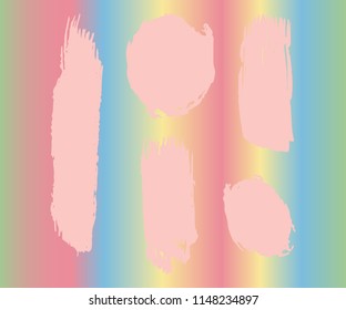 Collection of hand drawn light Pink grunge brushes. Vector Grunge Brushes. Dirty Artistic Design Elements. Creative Design Elements. Rainbow background. Distress Frame, Logo, Banner, Wallpaper.