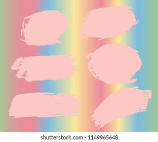 Collection of hand drawn light Pink grunge brushes. Vector Grunge Brushes. Dirty Artistic Design Elements. Creative Design Elements. Rainbow background. Distress Frame, Logo, Banner, Wallpaper.