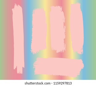 Collection of hand drawn light Pink grunge brushes. Vector Grunge Brushes. Dirty Artistic Design Elements. Creative Design Elements. Rainbow background. Distress Frame, Logo, Banner, Wallpaper.