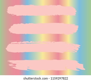 Collection of hand drawn light Pink grunge brushes. Vector Grunge Brushes. Dirty Artistic Design Elements. Creative Design Elements. Rainbow background. Distress Frame, Logo, Banner, Wallpaper.