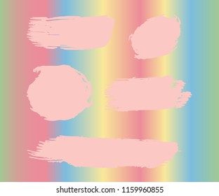 Collection of hand drawn light Pink grunge brushes. Vector Grunge Brushes. Dirty Artistic Design Elements. Creative Design Elements. Rainbow background. Distress Frame, Logo, Banner, Wallpaper.