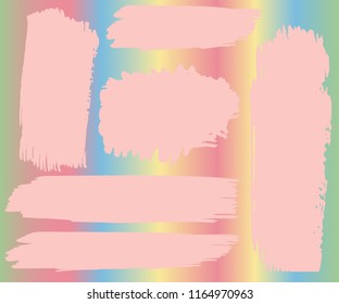 Collection of hand drawn light Pink grunge brushes. Vector Grunge Brushes. Dirty Artistic Design Elements. Creative Design Elements. Rainbow background. Distress Frame, Logo, Banner, Wallpaper.