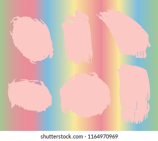 Collection of hand drawn light Pink grunge brushes. Vector Grunge Brushes. Dirty Artistic Design Elements. Creative Design Elements. Rainbow background. Distress Frame, Logo, Banner, Wallpaper.
