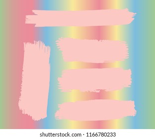Collection of hand drawn light Pink grunge brushes. Vector Grunge Brushes. Dirty Artistic Design Elements. Creative Design Elements. Rainbow background. Distress Frame, Logo, Banner, Wallpaper.