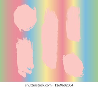 Collection of hand drawn light Pink grunge brushes. Vector Grunge Brushes. Dirty Artistic Design Elements. Creative Design Elements. Rainbow background. Distress Frame, Logo, Banner, Wallpaper.